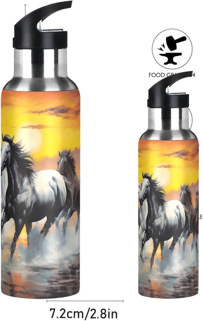 3D Printing Dragon Vacuum Insulated Stainless Steel Water Bottle with Straw Lid, Leakproof Wide Mouth Flask for Fitness, Outdoor Sports, 20Oz