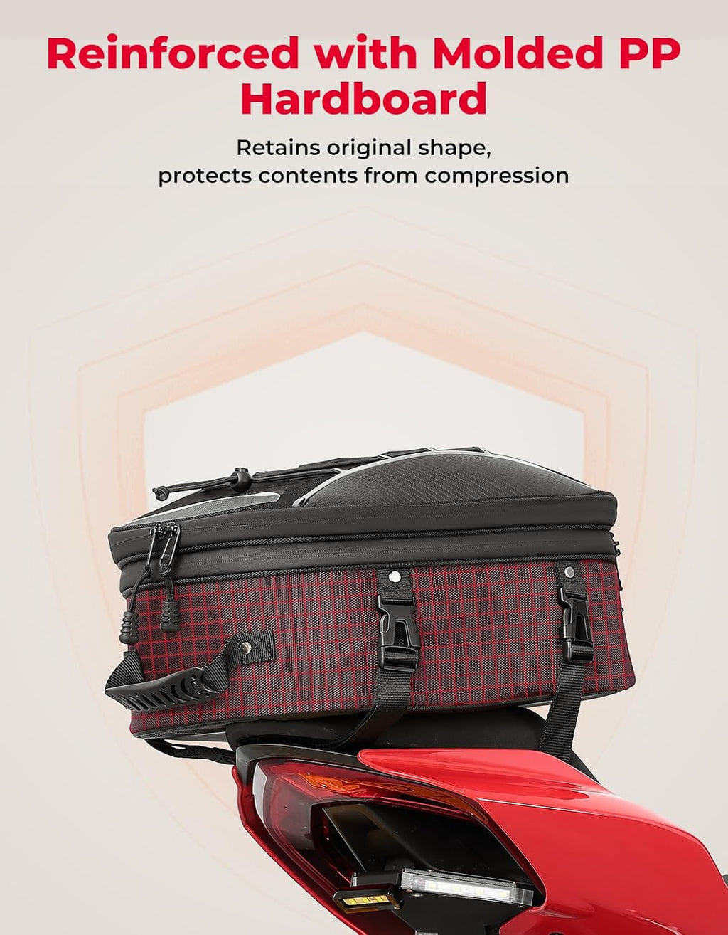 Motorcycle Tail Bag, Dual Use Motorcycle Rear Seat Bag with Waterproof Rain Cover, 22L-34L Expandable Motorbike Helmet Bag Luggage Storage Backpack with 6 Straps