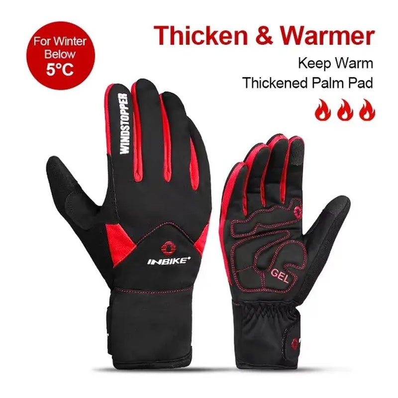 Touch Screen Cycling Gloves Winter Thermal Warm Windproof Full Finger Waterproof Bicycle Road Bike Gloves for Men Women