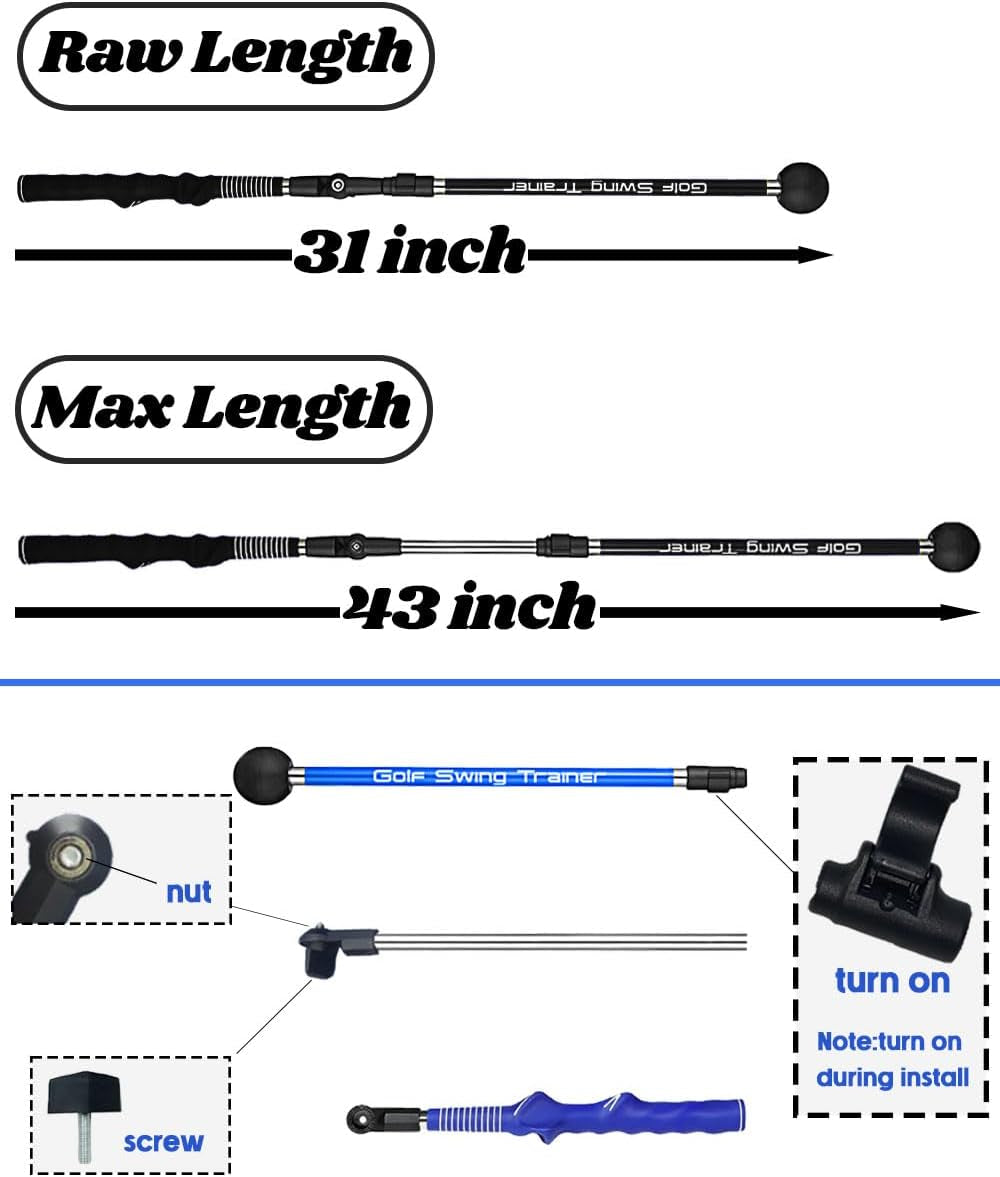 Golf Swing Trainer Aid - Golf Training Aid to Improve Hinge, Forearm Rotation, Shoulder Turna and Grip.Portable Collapsible Swing Trainer Equipped with Golf Grip Trainer