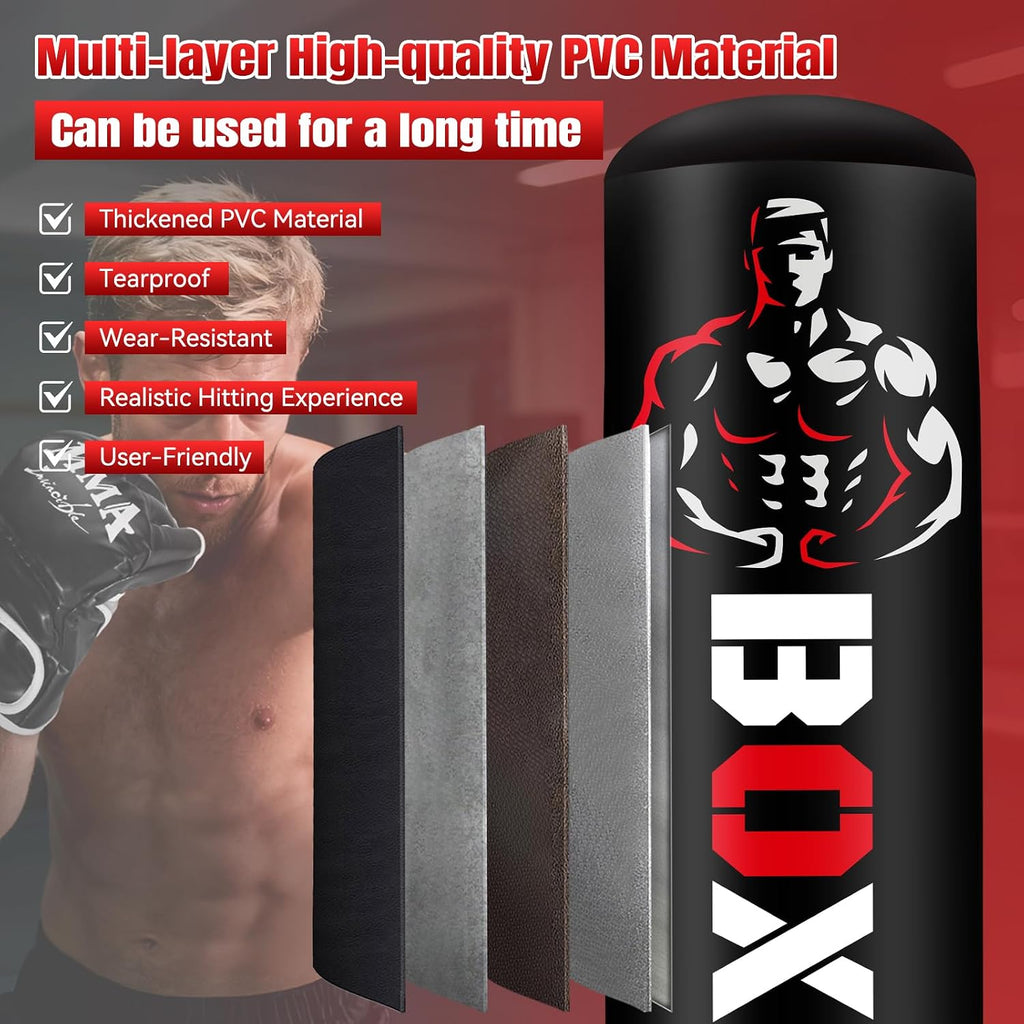 Heavy Freestanding Punching Bag for Adults Teens, 70" Boxing Bag with Stand | Kickboxing Bags Heavy Bag, Women Men Heavy Boxing Bag for Beginners Training MMA Karate Muay Thai Fitness