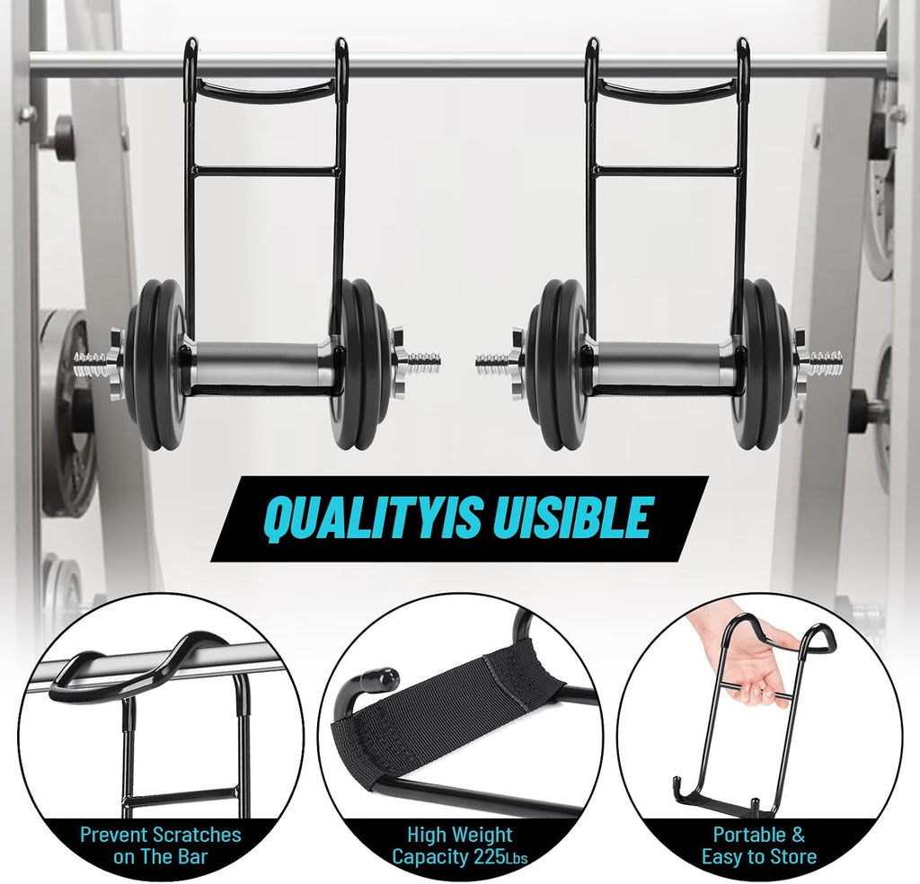 Roliwils 225LB Dumbbell Spotter Hooks (Pair) - Reduced Noise, Anti-Scratch | Shoulder/Chest Press Support | Easy Solo Use | for All Fitness
