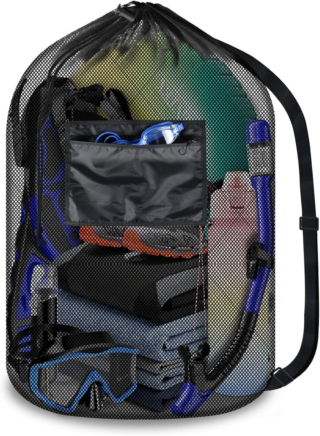 Drawstring Backpack Gym String Bag with Pocket for Men Women | Heavy Duty Mesh Bag Sport Equipment Bag for Swimming Yoga Beach Laundry