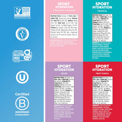 Nuun Sport Electrolyte Tablets - 4 Pack (40 Servings) - Gluten Free, Vegan,