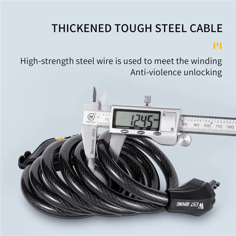 WEST BIKING Bike Cable Lock MTB Road Bike Anti-Theft Safety Password Bicycle Locks for Scooter Motorcycle Bike Accessories