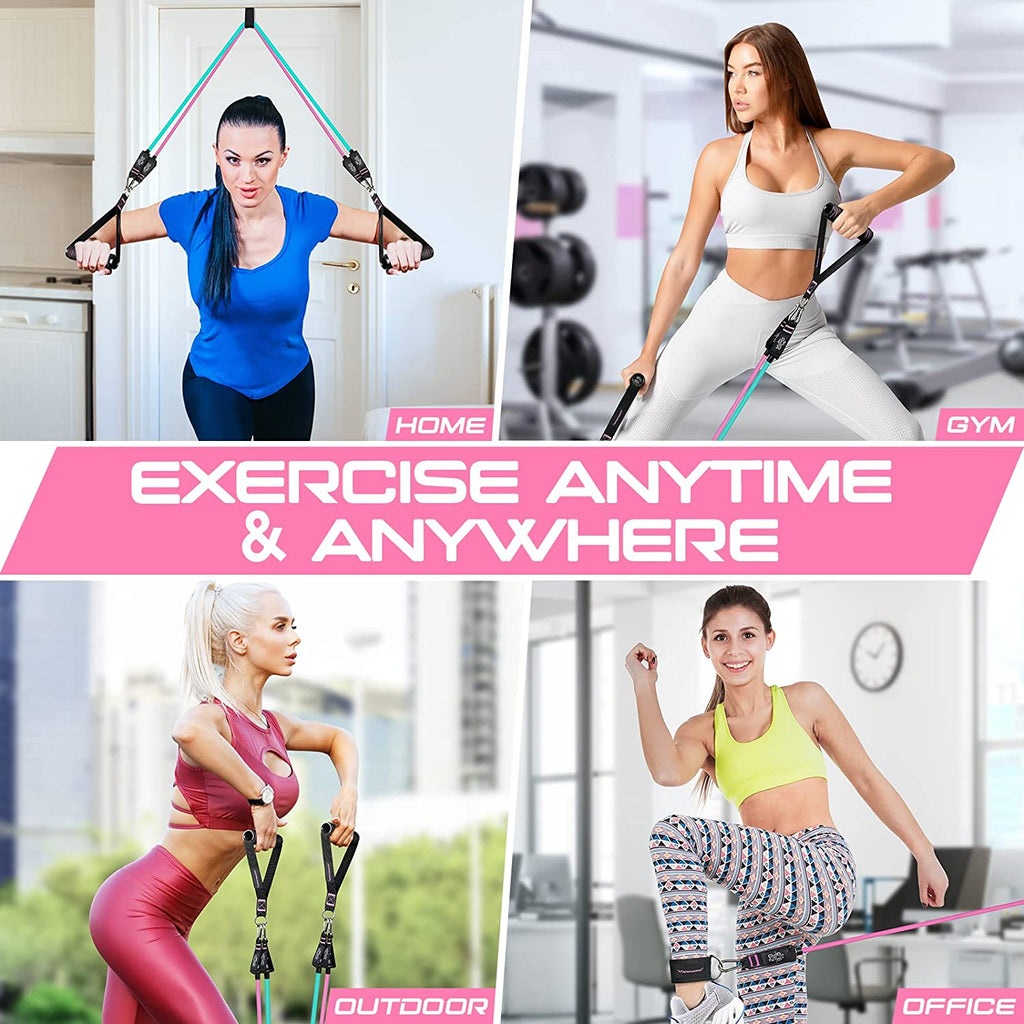 Resistance Bands for Working Out, 150LBS Exercise Bands, Workout Bands, Resistance Bands Set with Handles for Men Women, Legs Ankle Straps