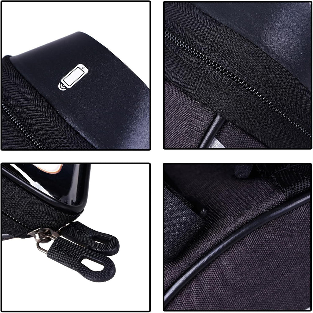 Bike Phone Front Frame Bag, Bicycle Phone Holder, Bike Handlebar Bag | Waterproof, Tube Case, Bicycle Accessories Compatible Cellphone under 7.2”, Cycling Pouch with 6Pcs Glue-Free Tire Patches