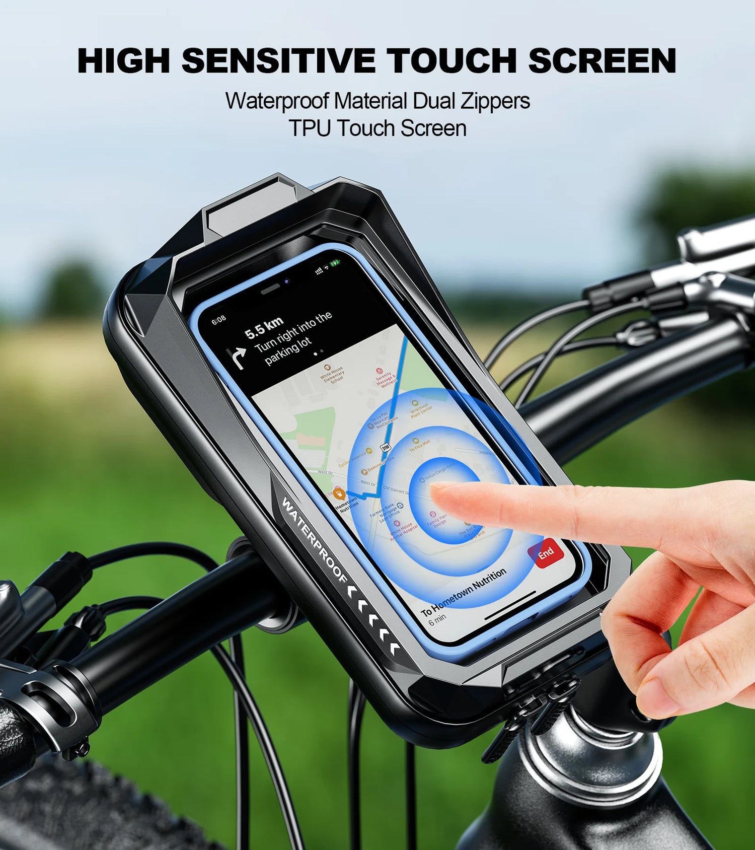 Bike Phone Handlebar Bag Holder Bike &amp; Sun-Visor Cover Handlebar Mount Base Touch-Screen Mobile Phone Waterproof Bike Bag