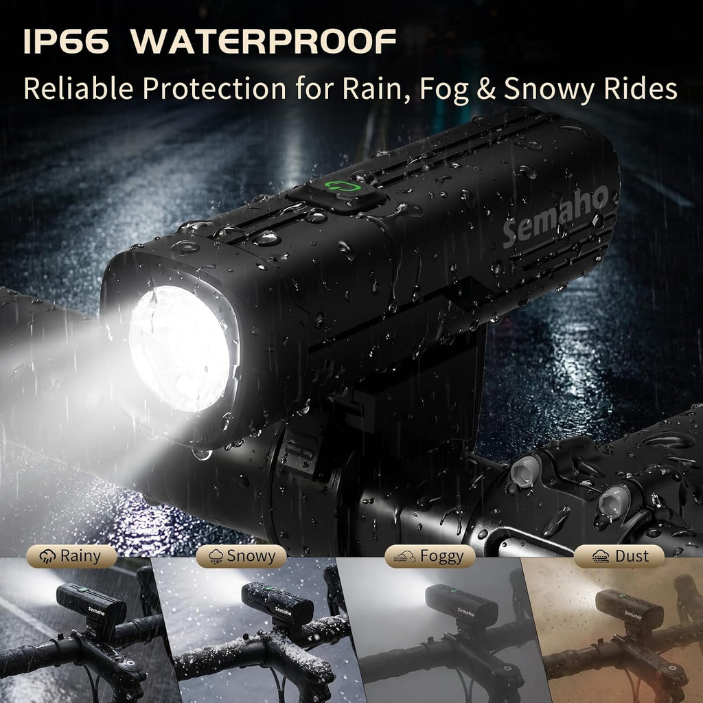 Bike Lights for Night Riding, Rechargeable Bicycle Light Front and Back, IP66 Waterproof, 4+6 Modes Headlight Taillight Set for Safety Urban Commuting
