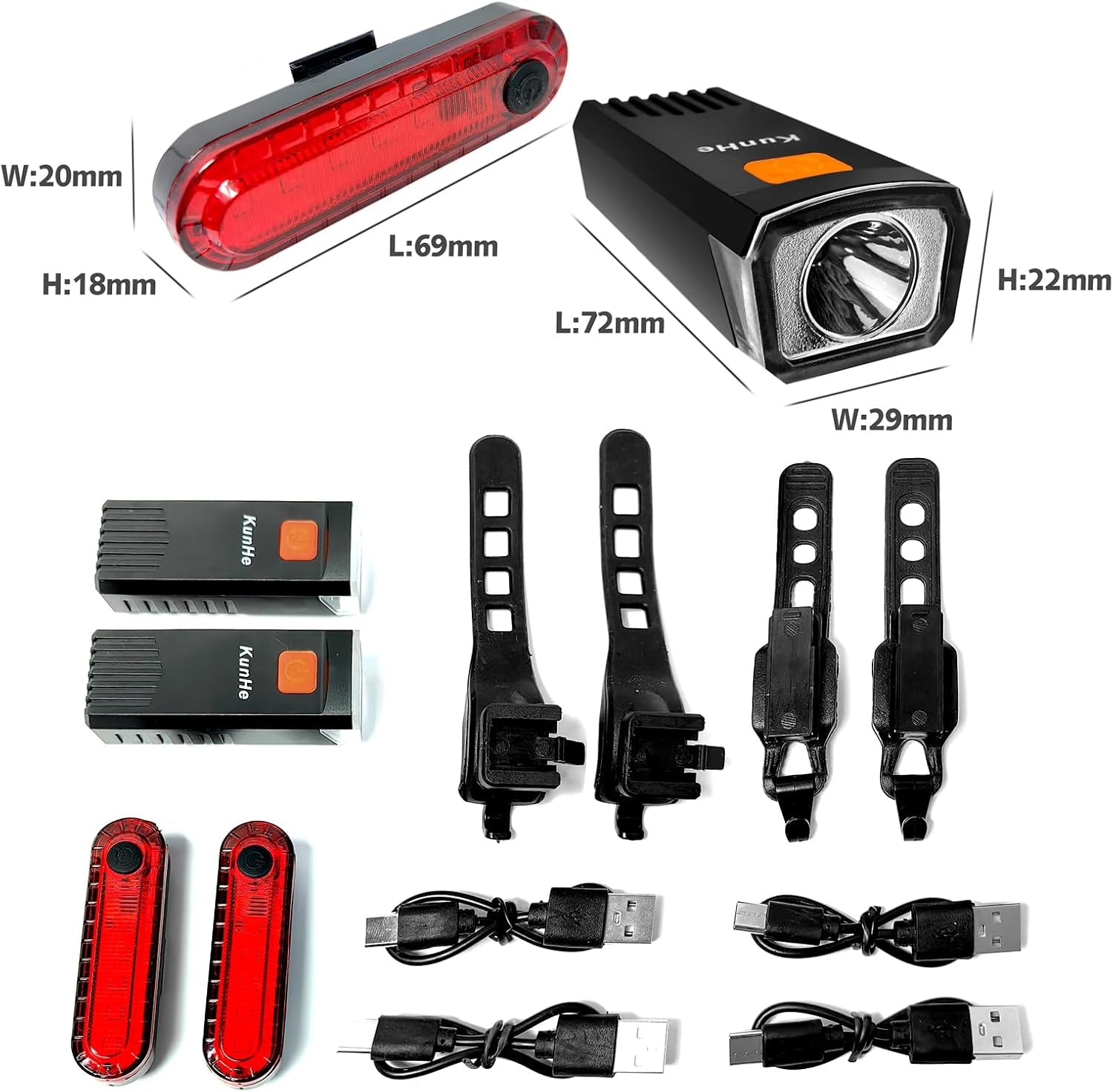 USB-C Rechargeable Bike Lights Front and Rear(2Or4Or10Or20 Packs) Night Riding for Kids &Adults 3 Lights Modes Used as a Safety Indicator Light for Skateboards Strollers and Wheelchairs