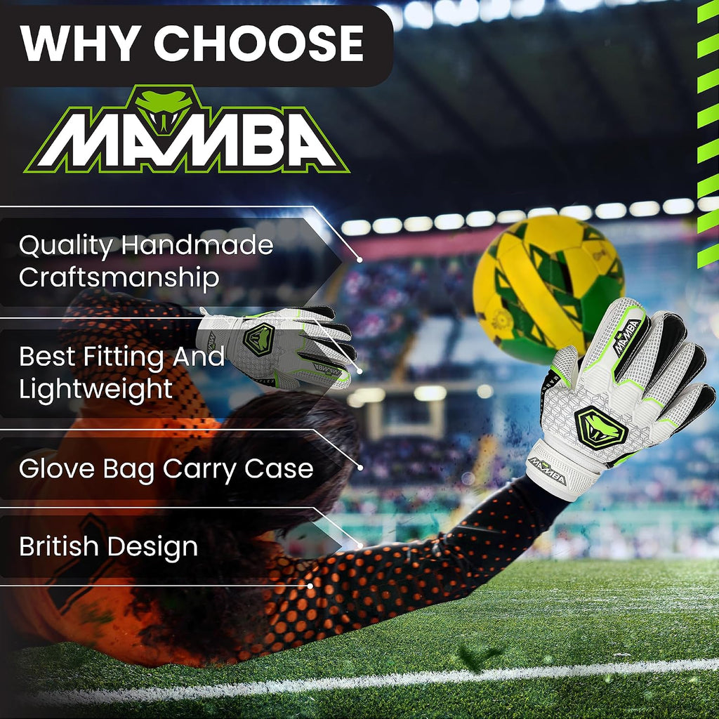 Reflex Goalkeeper Gloves | Youth/Adult | Quality Latex Palm & Back Hand | Removable Finger Spine Protection & Double Length Latex Wristband | Standout Design