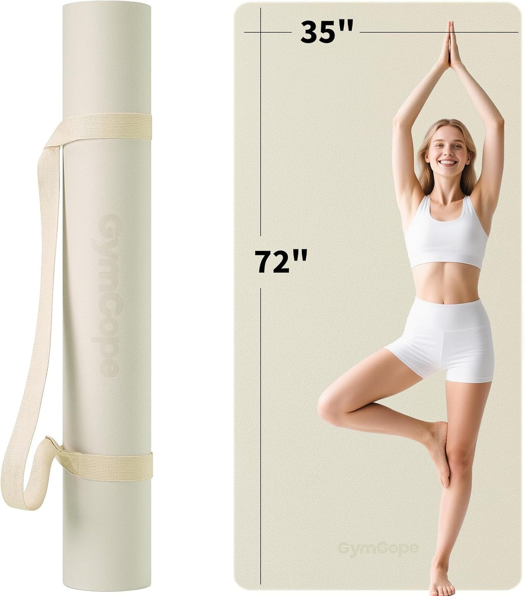Extra Large Yoga Mat – 72"X48" or 78"X57", 1/4"–1/2" Thick Mat for Women & Men, TPE Non-Slip Pilates Mat for Home Gym, Yoga, Stretching, Meditation