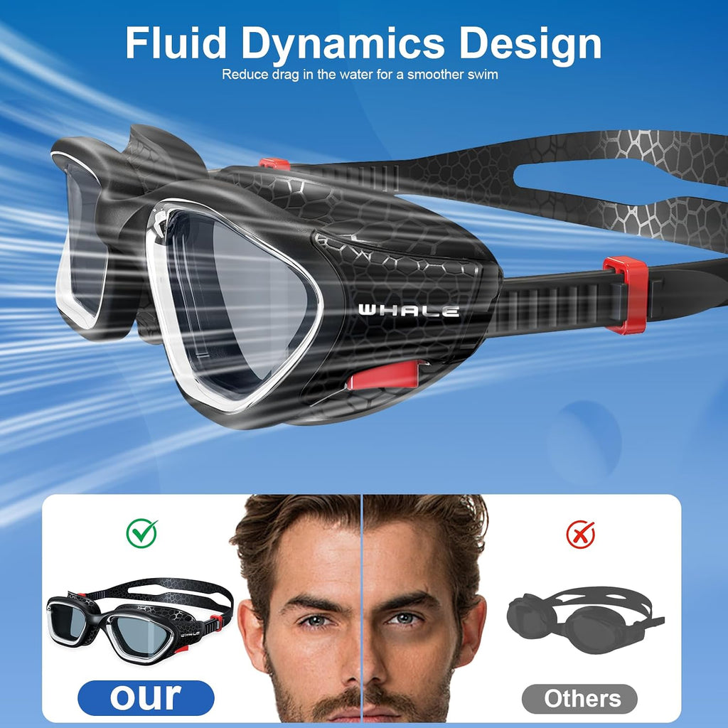 Swim Goggles, HD Anti-Fog Goggles, Unisex | 100% UV Protection | Anti-Fog Design Clear Wide-Angle Underwater View
