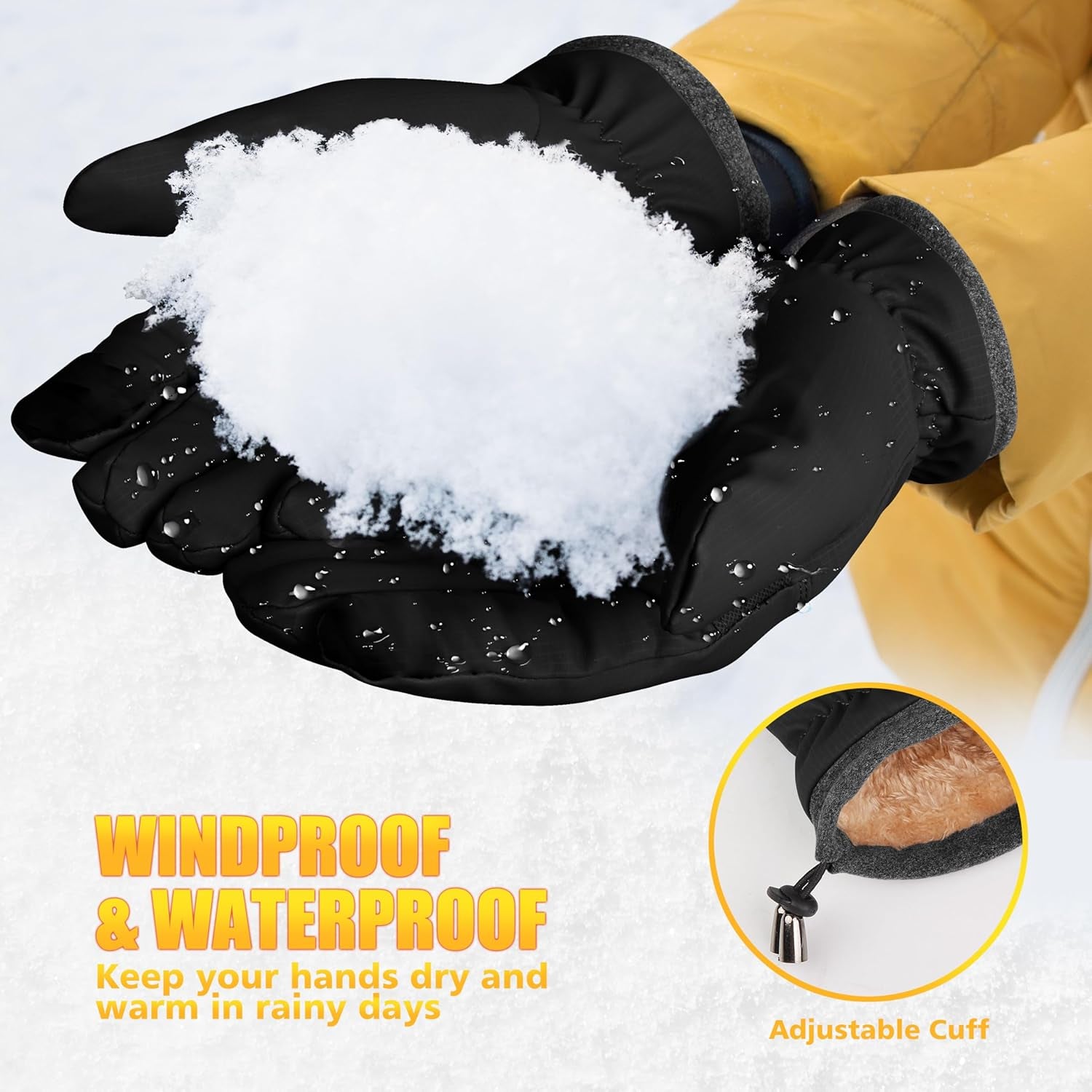 Winter Waterproof Ski Gloves Men Women, Snow Warm Cycling Cold Weather, Driving Biking Running