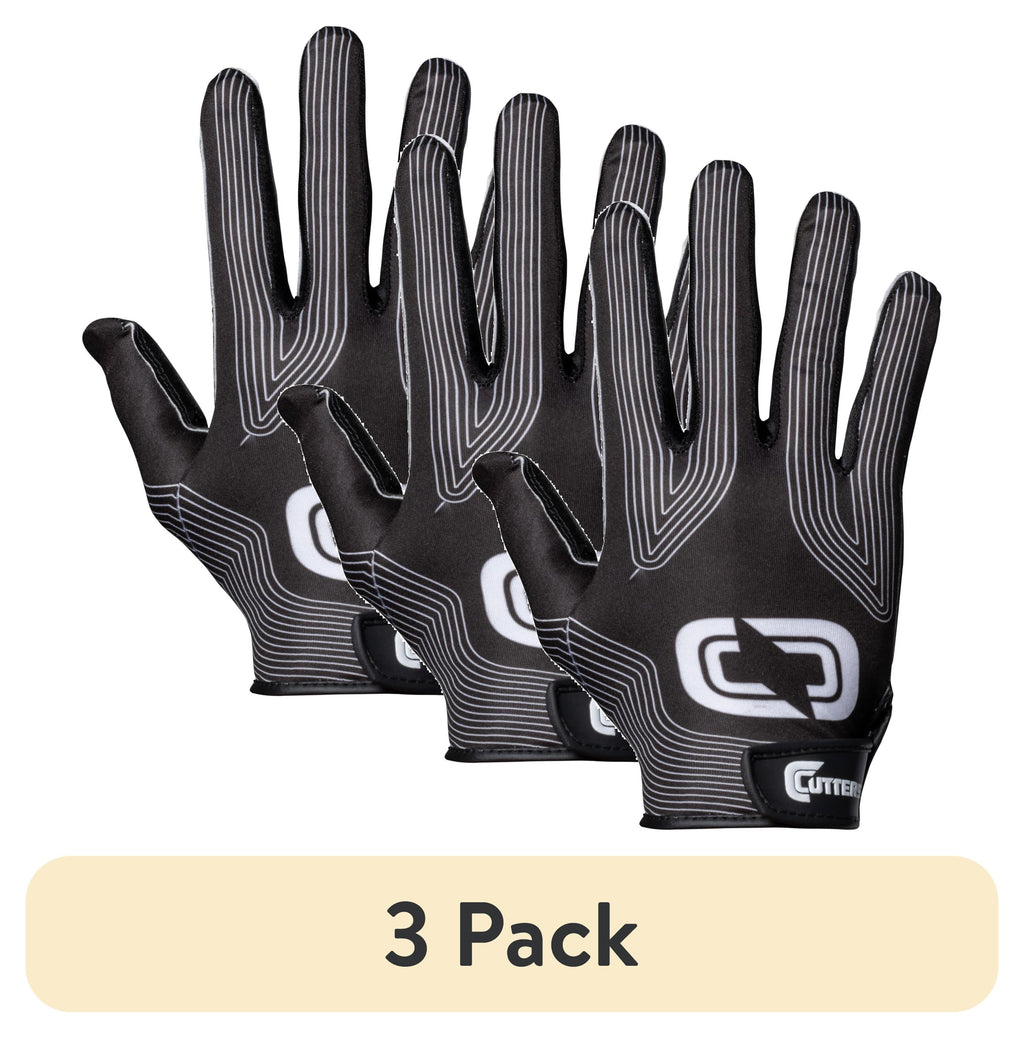 (3 Pack) , Epic Football Receiver Gloves, Adult, L/XL, Black