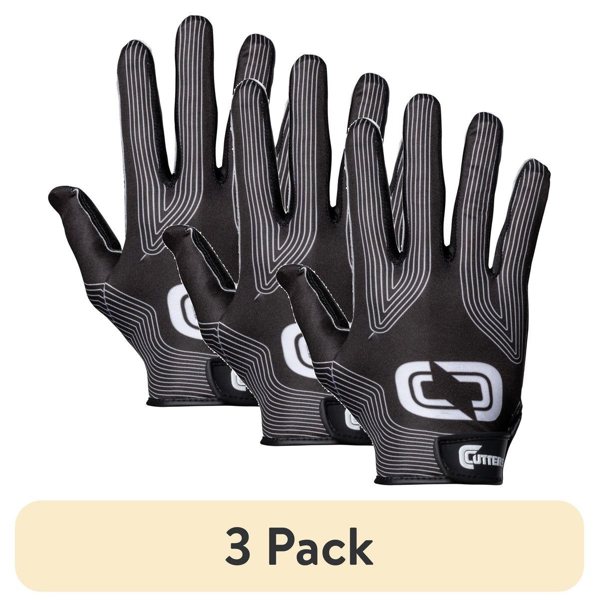 (3 Pack) , Epic Football Receiver Gloves, Adult, L/XL, Black