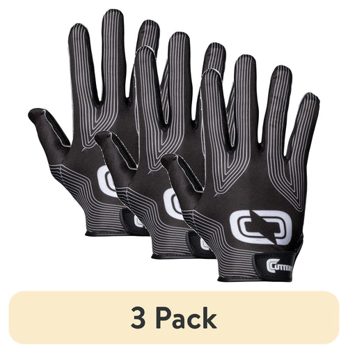 (3 Pack) , Epic Football Receiver Gloves, Adult, L/XL, Black