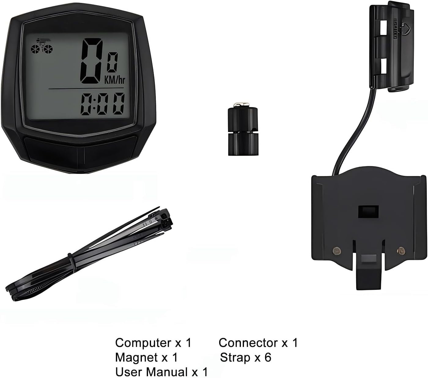 Bike Computer, Bike Speedometer and Bicycle Odometer Waterproof Cycling/Cycle Computer with LCD Display, Automatic Wake-Up, Multi-Functions for Road Bike MTB