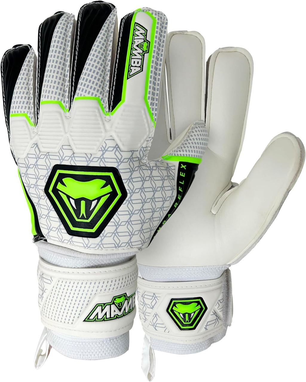Reflex Goalkeeper Gloves | Youth/Adult | Quality Latex Palm & Back Hand | Removable Finger Spine Protection & Double Length Latex Wristband | Standout Design