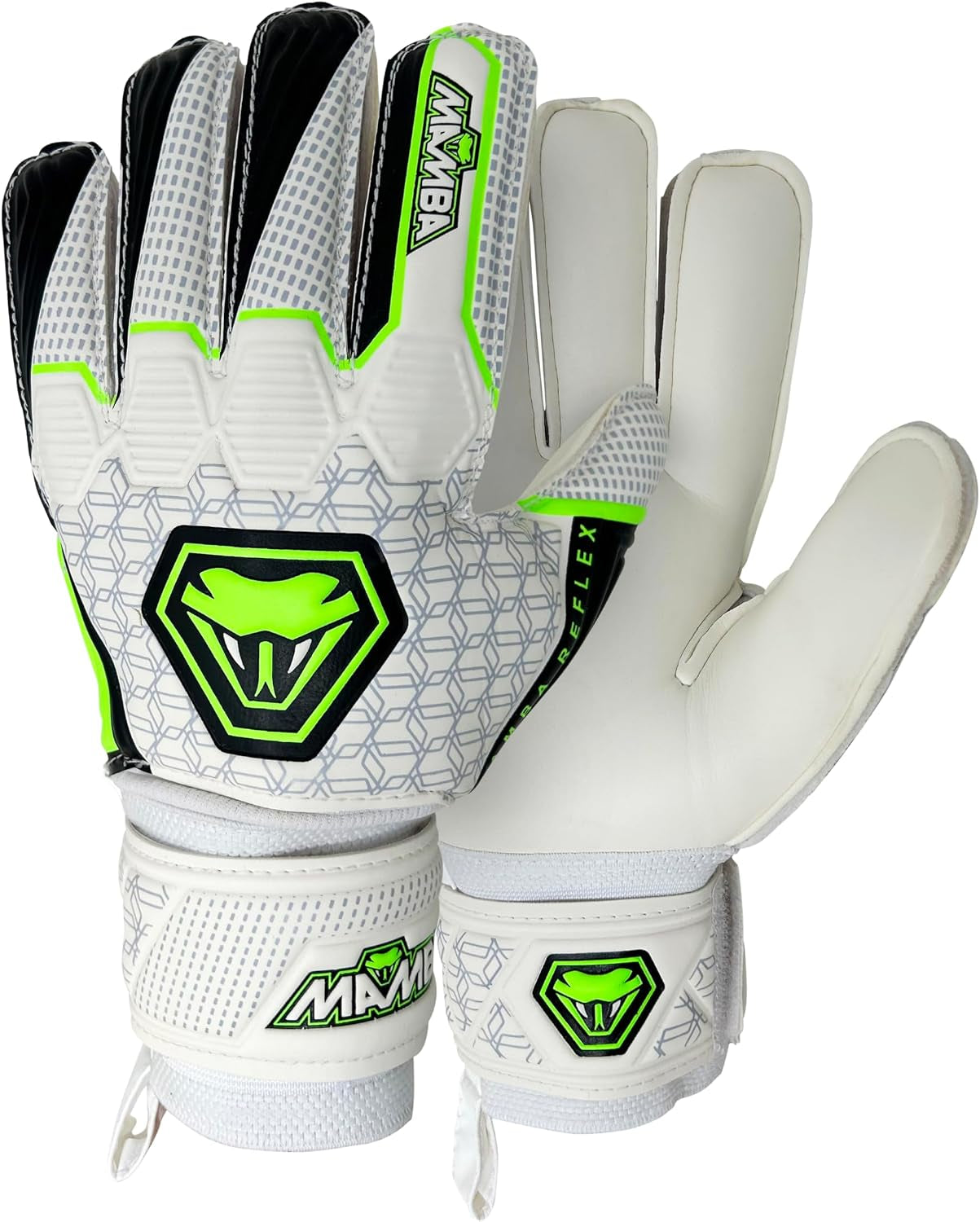 Reflex Goalkeeper Gloves | Youth/Adult | Quality Latex Palm & Back Hand | Removable Finger Spine Protection & Double Length Latex Wristband | Standout Design