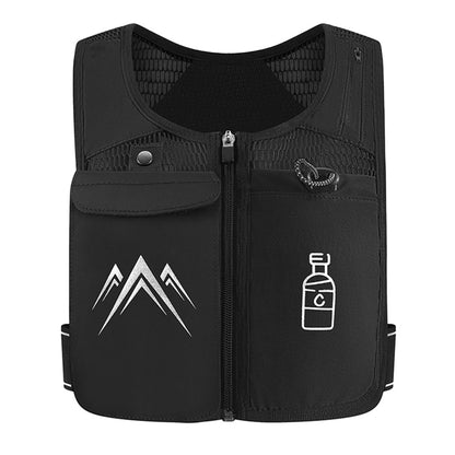 Running Vest, Zip Reflective Running Vests with 500Ml Hydration Bottle, Adjustable Waistband &amp; Breathable Material, Chest Pack Gear Phone Holder for Running, Men &amp; Women