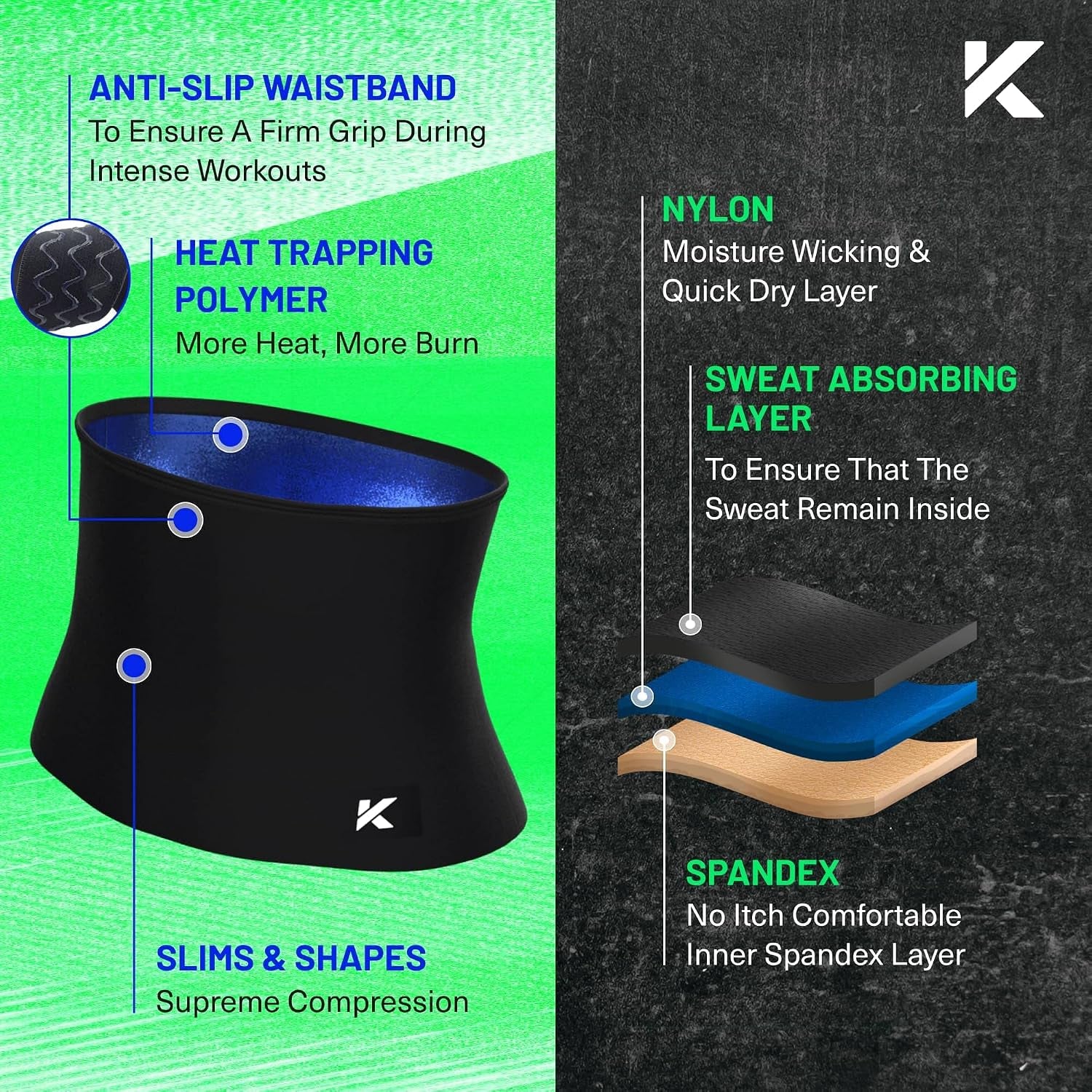 Men'S Heat Trapping Waist Toner - Waist Trainer for Men - Comfortable & Discreet Waist Trimmer Thermo Sauna Belt