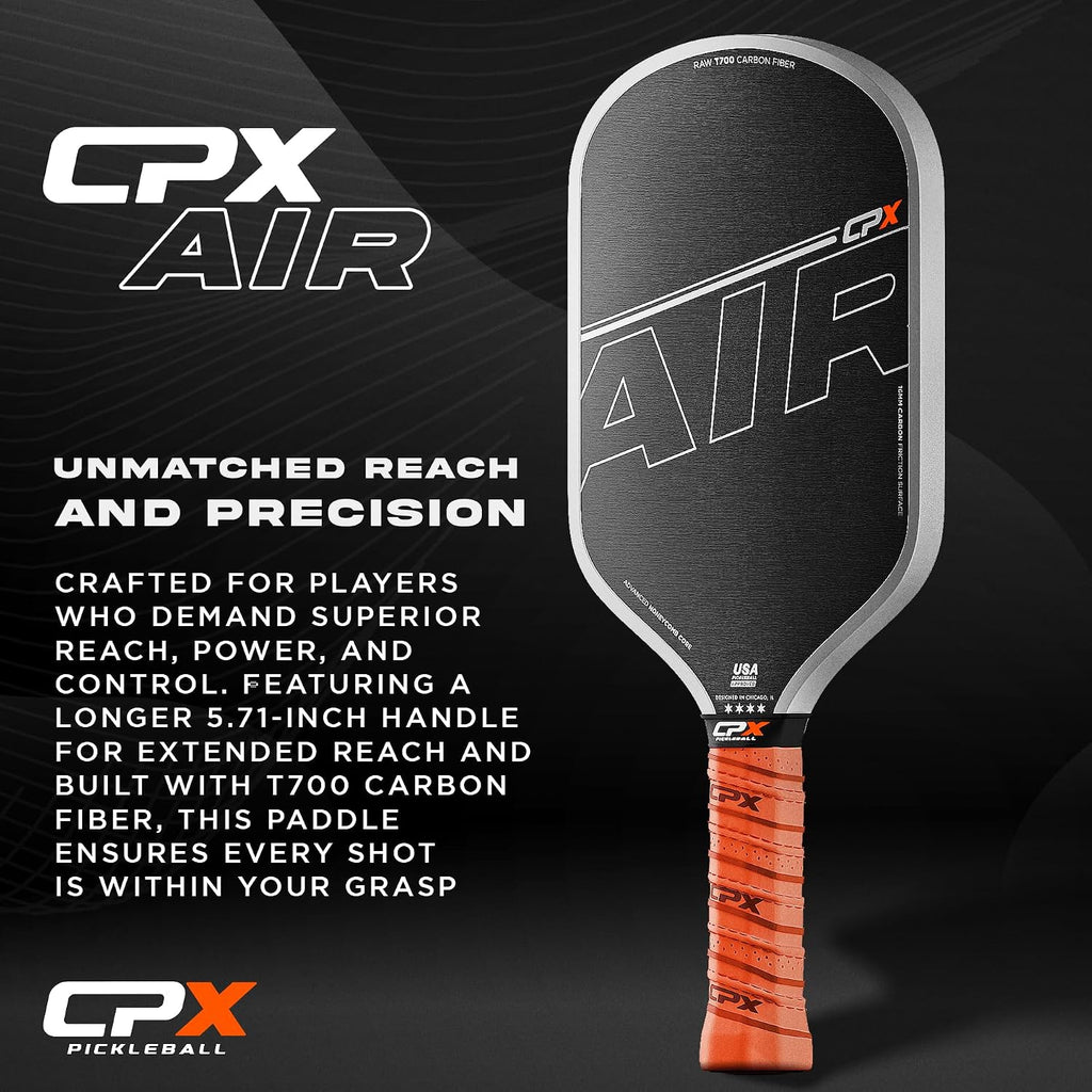 CPX Pro Carbon Fiber Pickleball Paddle - Professional Grade, Matte Finish, Honeycomb Core, Tennis Style Grip - Edgeless Paddle Designed in Chicago, USA