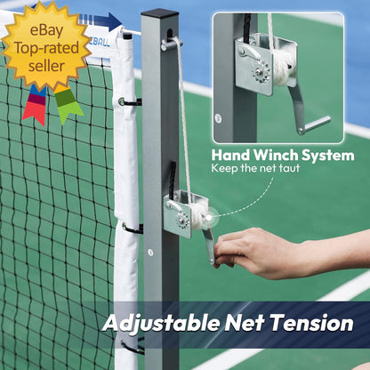 Pro Pickleball Net with Wheels and Hand Winch Tournament Regulation Size Anti-Sa