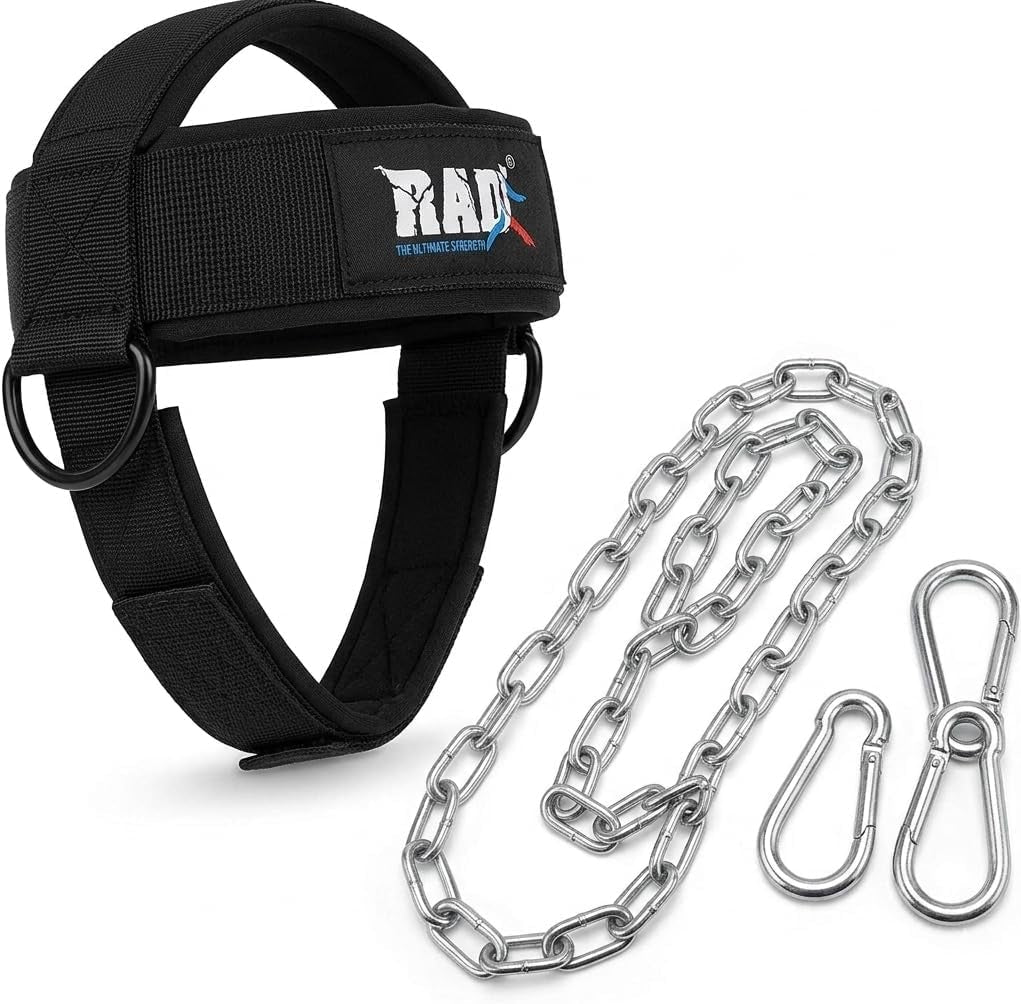 Neck Trainer Adjustable Steel Chain Strength Weight Lifting Harness for Training Head Strenghtener Exerciser Neck Workout Strap Black Belt for Exercise