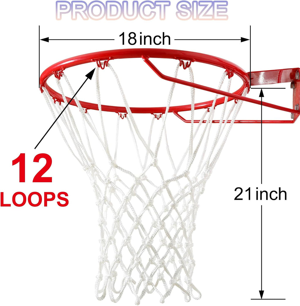 Basketball Net Outdoor,(7.16 Oz) 12 Loops Professional Heavy Duty Basketball Net Replacement,All Weather anti Whip, Suitable for Outdoor Standard 12 Loops Basketball Hoop