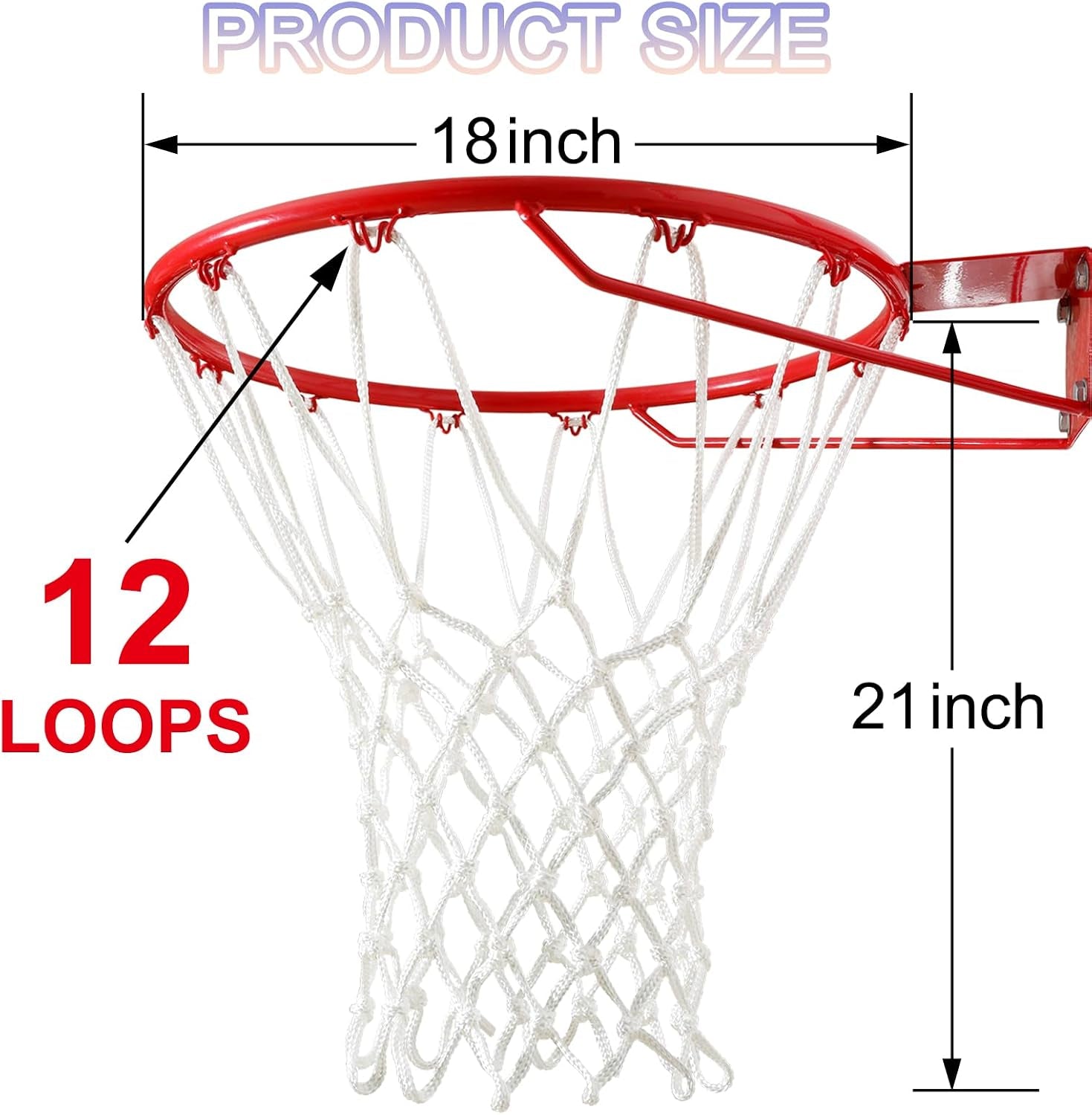 Basketball Net Outdoor,(7.16 Oz) 12 Loops Professional Heavy Duty Basketball Net Replacement,All Weather anti Whip, Suitable for Outdoor Standard 12 Loops Basketball Hoop