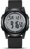 Mens Digital Watch Ultra Thin Sports Waterproof Watches for Men | Minimalist Outdoor LED Screen Large Face Wrist Watches for Men with Back Light Alarm Date Stopwatch Soft Silicone Band