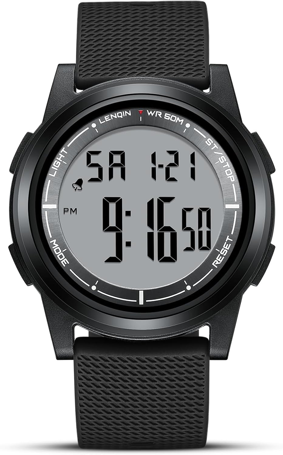 Mens Digital Watch Ultra Thin Sports Waterproof Watches for Men | Minimalist Outdoor LED Screen Large Face Wrist Watches for Men with Back Light Alarm Date Stopwatch Soft Silicone Band