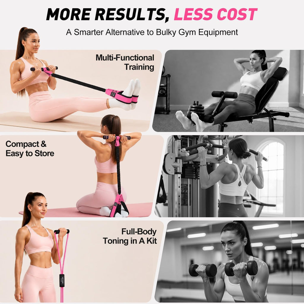 Resistance Bands with Handles Set, Leg/Core/Abs/Arm/Back/Hips Workout Equipment for Women, Portable Pedal Resistance Band & Figure 8 Resistance Bands, Exercise Bands for Pilates Yoga Stretching