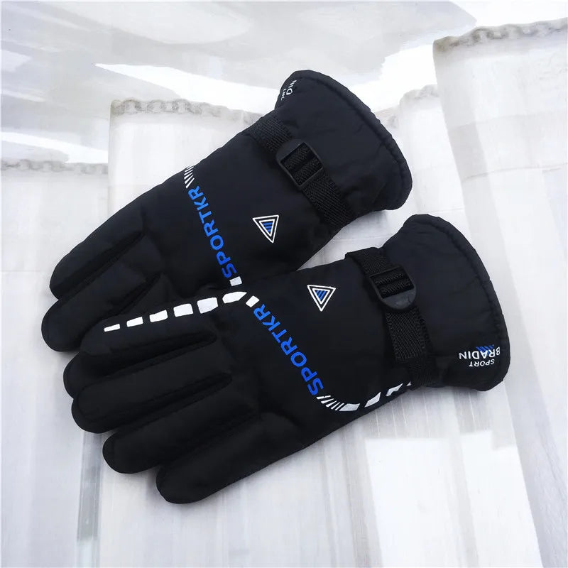 2PCS Men Waterproof Winter Cycling Gloves Windproof Outdoor Sport Cycling Gloves Riding Bicycle Riding Motorcycle Warm Gloves