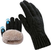 Wool Winter Gloves for Men Women Fleece Lined Touchscreen Warm Thermal Snow Cable Knit Gloves for Cold Weather Gift