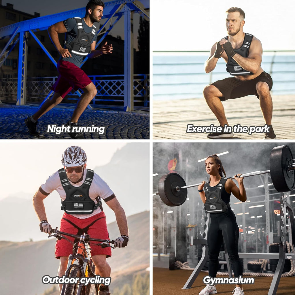 Adjustable Weighted Vest, 4-10Lb/12-18Lb/20-32Lb Vest with 6 Ironsand Weights and Large Pocket, Weight Vest for Men Women Strength Training, Running, Walking