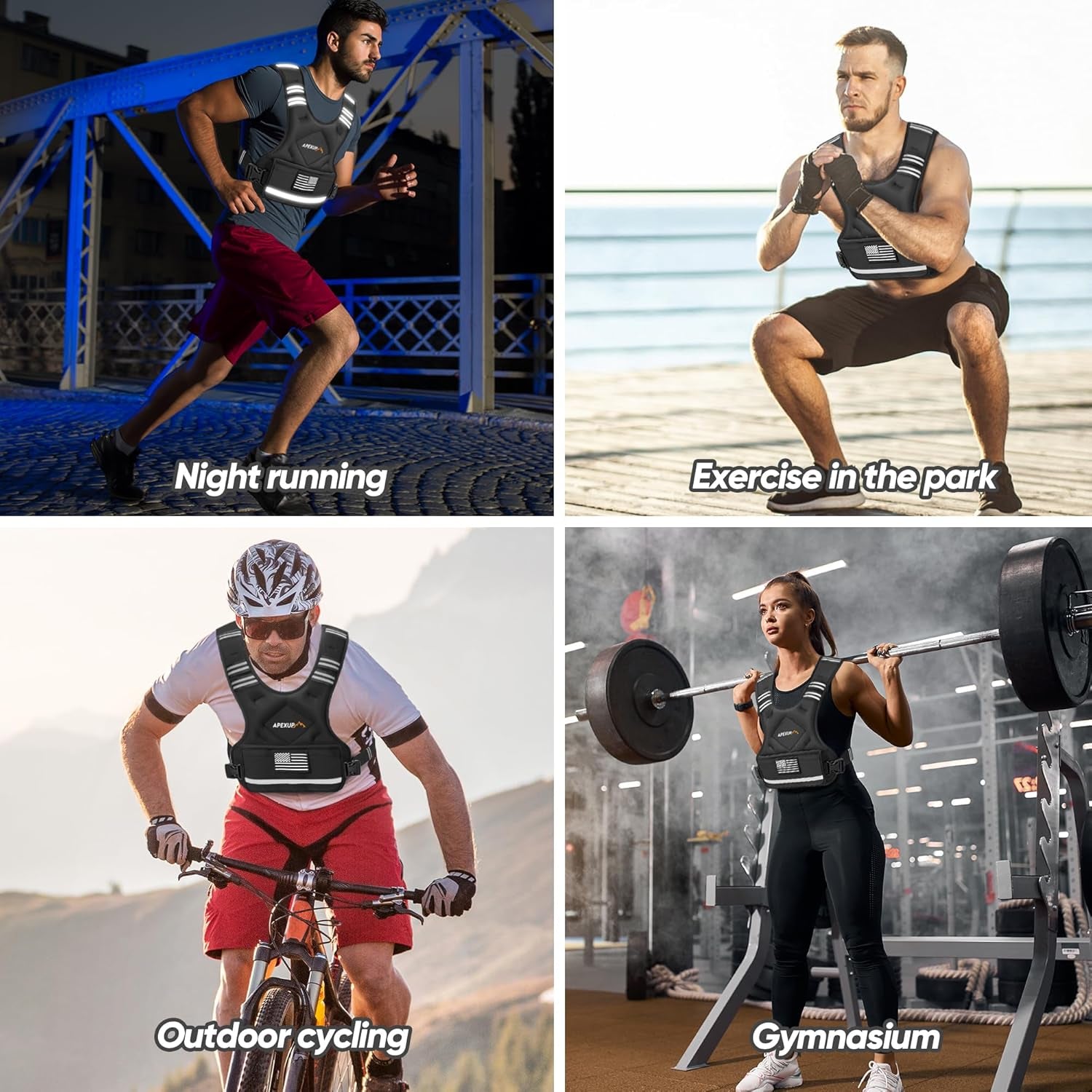 Adjustable Weighted Vest, 4-10Lb/12-18Lb/20-32Lb Vest with 6 Ironsand Weights and Large Pocket, Weight Vest for Men Women Strength Training, Running, Walking
