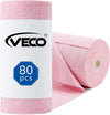 Microfiber Cleaning Cloth Roll 80 PCS, 12" X 12" | Lint-Free, Streak-Free, Tear Away Reusable Microfiber Towels, Cleaning Rags for Kitchen, Car & Home, Pink
