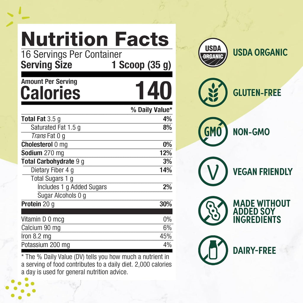 Plant-Based Protein Powder for Men & Women, Rich Decadent Chocolate (16 Servings) - Vegan & Organic - 20G of Pea Protein Powder for Smoothies & Shakes - Dairy-Free, & Gluten-Free