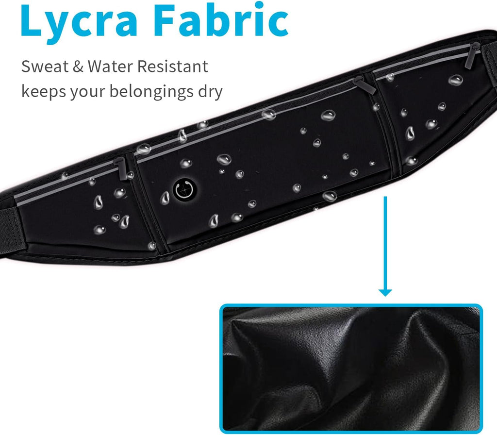 Slim Running Belt for Women Men,Runners Fanny Pack Phone Holder,Money Belt,Running Gear Accessories,With 3 Pockets(Black)