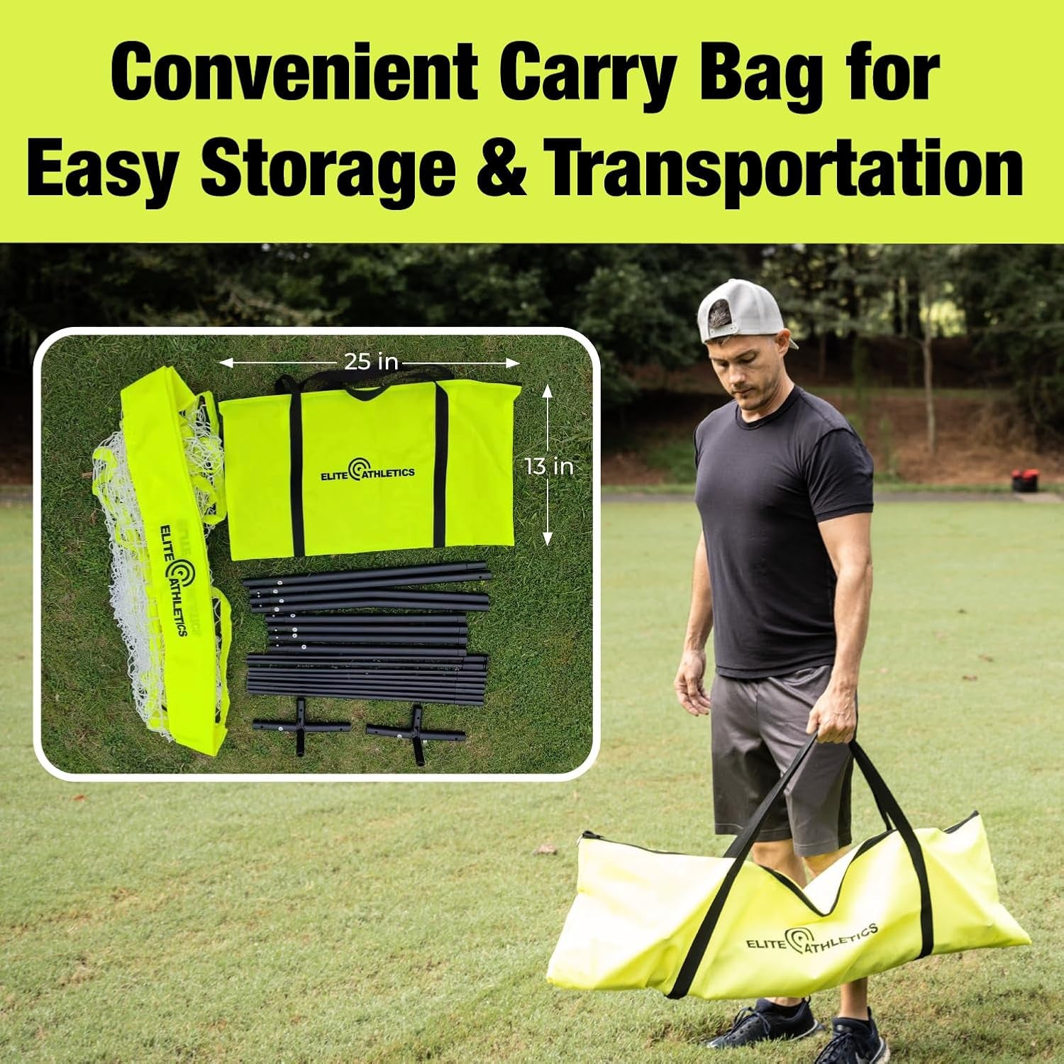 7X7 Ft Baseball and Softball Practice Net with Bow Frame | Includes Strike Zone Target and Carry Case. Bow Frame Sets up Fast for Hitting and Pitching Practice in the Yard or Field.