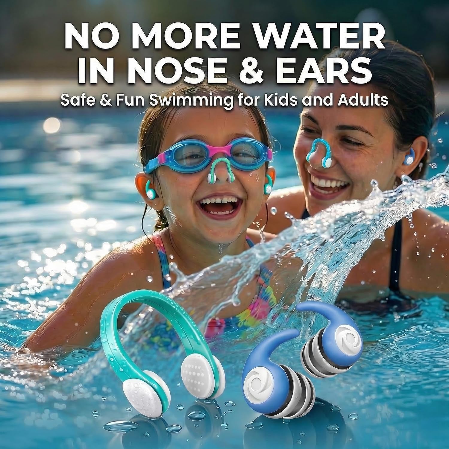 Swimming Nose Clips Ear Plugs for Kids Adults, 9 Pack Waterproof Silicone | 6 Swim Nose Clips, 3 Pairs Waterproof Silicone Earplugs and Storage Boxes for Adults and Kids, for Pools, Surfing and Diving.