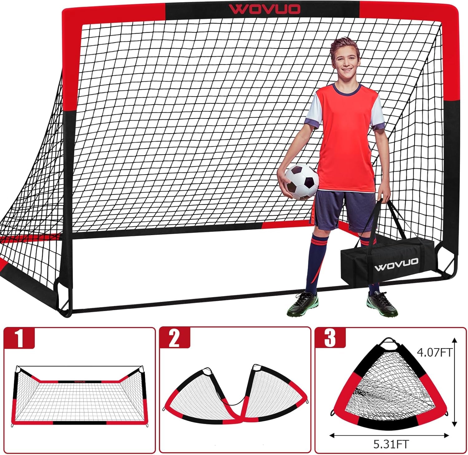 Kids Soccer Goals for Backyard Set of 2, 6X4 Ft Portable Toddler Soccer Goal Training Equipment with Soccer Target, Ball, Cones, Soccer Net for Kids Age 3-5 6-8 8-12 10-12-14 Outdoor Sports Games Gift