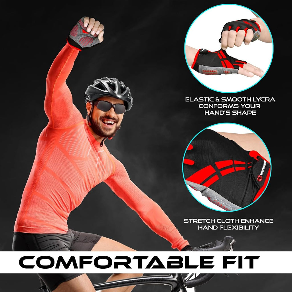 Cycling Gloves for Men Women,Half Finger Unisex Gel Padded Anti-Slip Mountain Bike Gloves, Breathable Shock Absorption Grip Palm Bicycle Summer Riding MTB Bike Gloves
