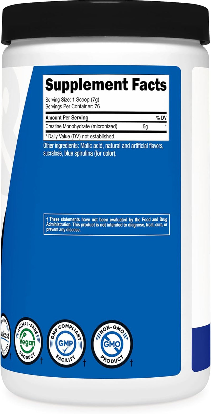 Creatine Monohydrate Powder (Blue Raspberry), 500 Grams (1.1 LBS)