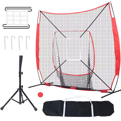 7 X 7 Ft. Baseball Softball Practice Net, Portable Baseball Training Net for Hitting Batting Catching Pitching
