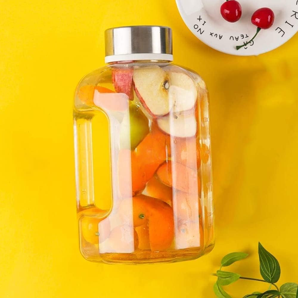Half Gallon Water Bottle with Handle BPA Free Sports Water Bottles 74Oz Large Plastic Water Jug 2.2L Motivational for Outdoor Hiking Camping Running (Clear)