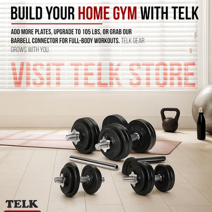 – Adjustable Dumbbell Set – Home Gym Weight Set with Baked Enamel Cast Iron Plates – Space-Saving Free Weights for Strength Training