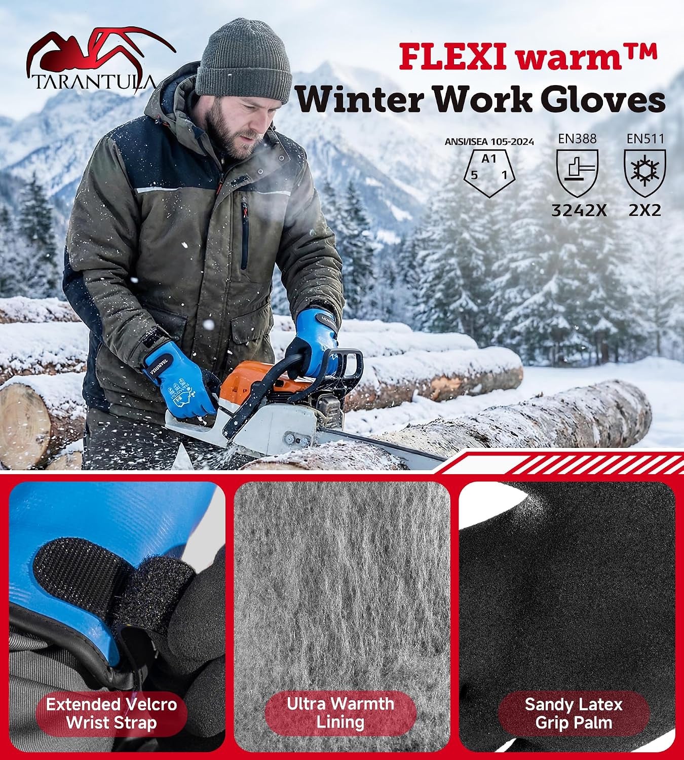 100% Waterproof Winter Work Gloves for Men & Women, Thermal Insulated Freezer Gloves for Cold Weather